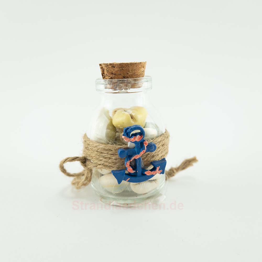 Flaschenpost Mini-Glasflasche mit Ostsee-Sand Glasfläschchen Sand Kork 3,5cm 