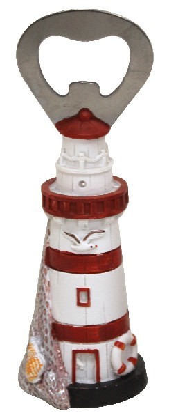 Flaschenöffner Leuchtturm rot-weiß