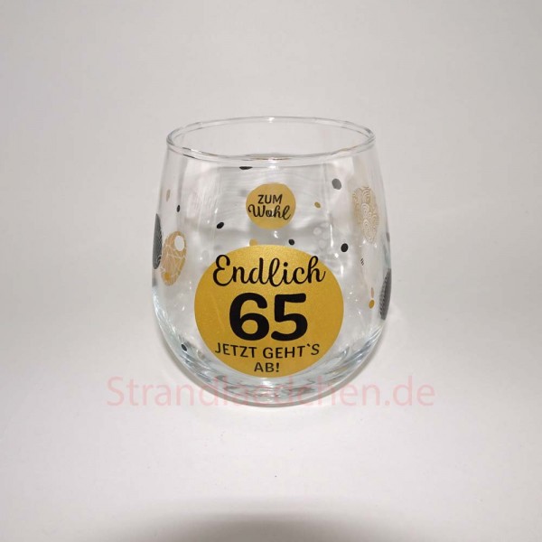 Trinkglas "Endlich 65"