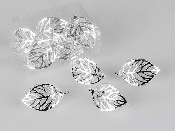 Blatt silber-kristall 6er Set