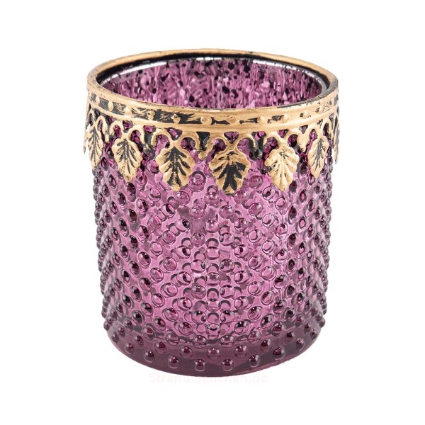 Teelichtglas violett/gold