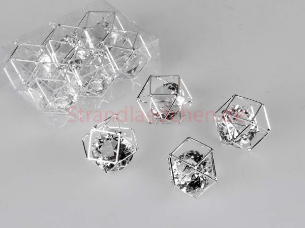 Würfel silber-kristall 6er Set