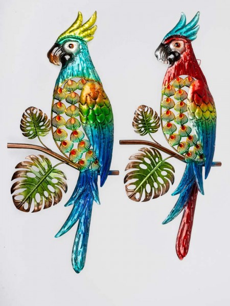 Wanddeko Metall Papagei
